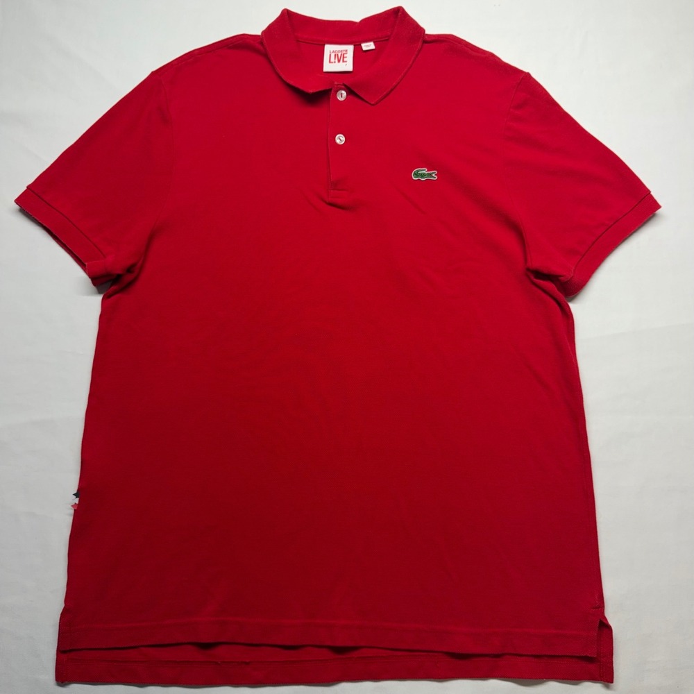 Lacoste LIVE Red Cotton Piqué Polo Shirt Men's Size 7 Classic Preppy Casual